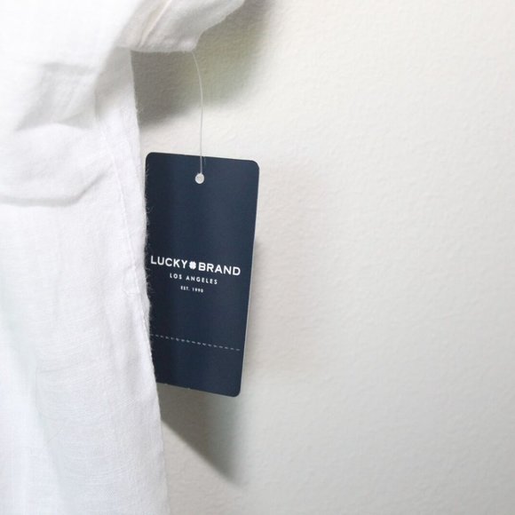 NWT Lucky Brand Short Sleeve Half Button Up Shirt White Women's Medium H13423 - Picture 5 of 10